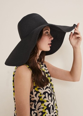 Phase Eight Oversized Straw Hats Black USA | 7508294-CR